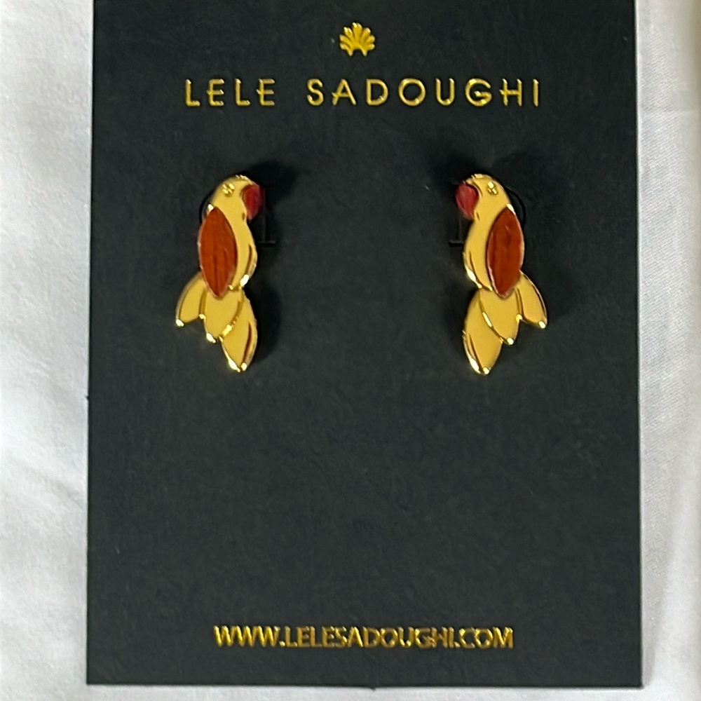 Lele Sadoughi Parrot Stud Earrings 14K Gold plated NWT